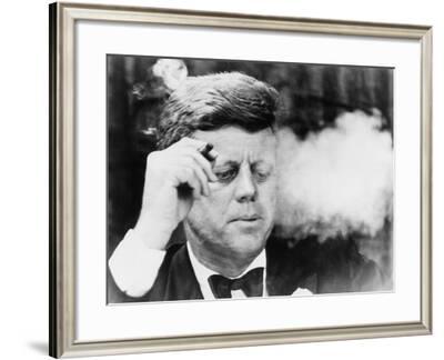 Vintage Photo Portrait President John Kennedy Smoke Cigar Jfk Usa Framed Print